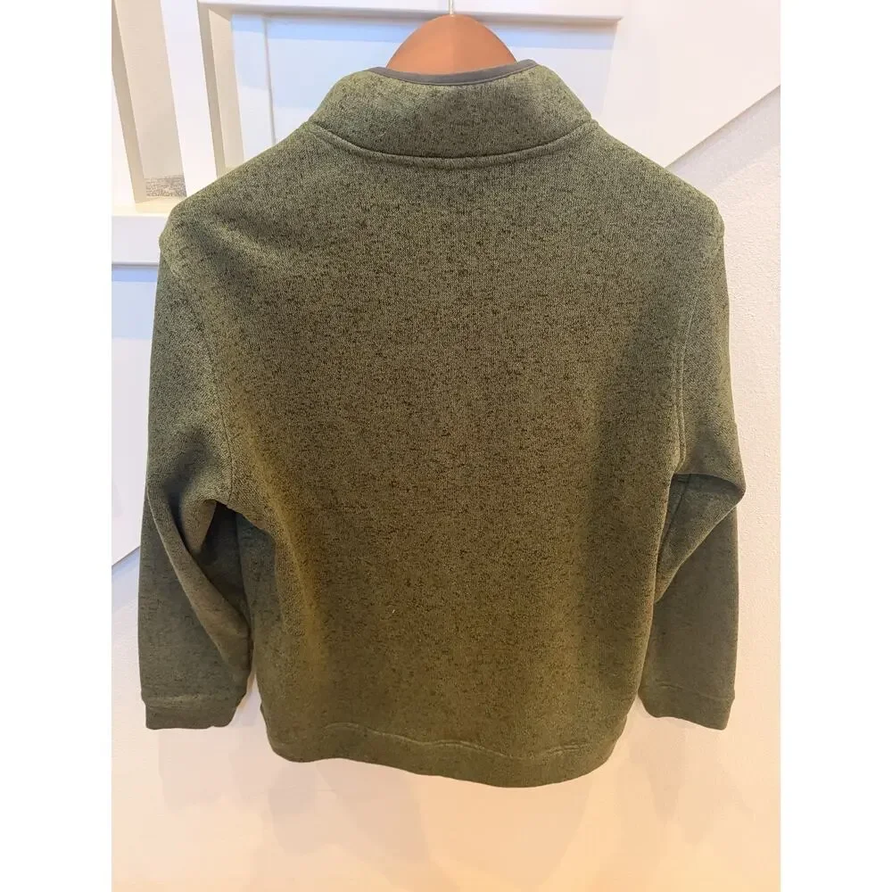 Eddie Bauer Men's Large Radiator Fleece Snap Mock Neck Pullover Sweater Green